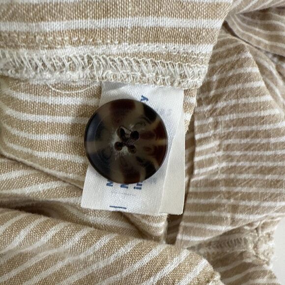 Marine Layer size S Hemp Tencel Blend Romper Pants Tan White Striped Womens - Picture 10 of 13